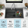 30” Drop-In Top Mount 16 Gauge Workstation Kitchen Sink Single Bowl with WorkFlow™ Ledge and Accessories